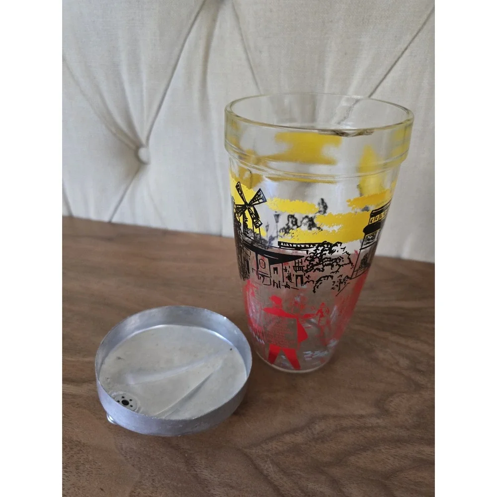 Vintage Paris cocktail shaker glass with aluminum lid Eiffel Tower design